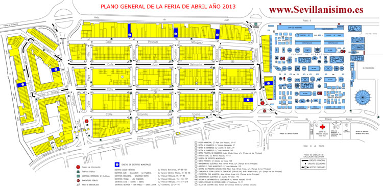 Plano general de la Feria de Abril de Sevilla (Pulse para descargar en PDF)